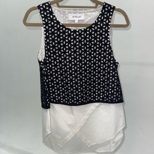 Derek Lam 10 Crosby Black and White Eyelet 2 in 1 Tank